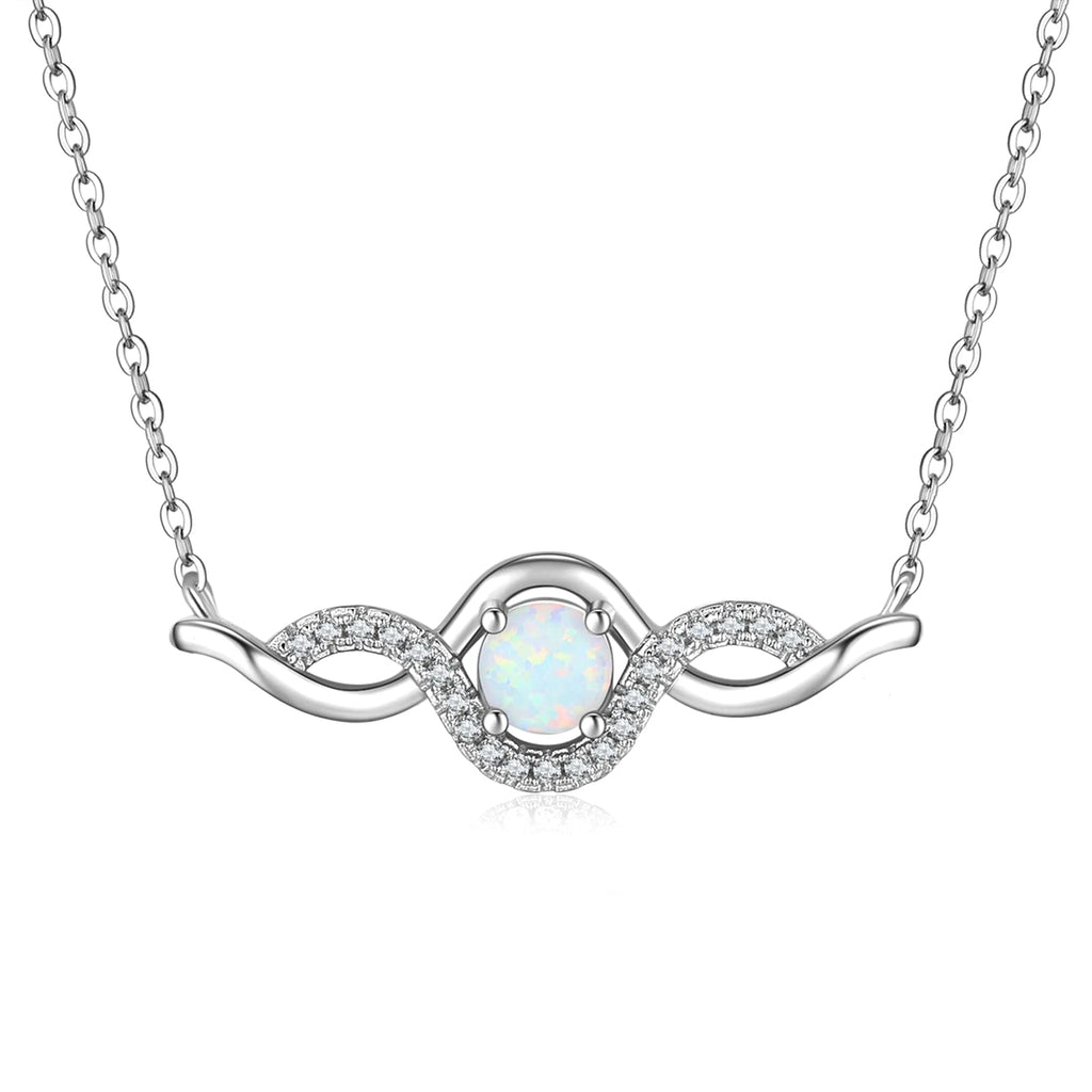 [Australia] - Infinity Necklace For Women 925 Sterling Silver Dainty Opal Pendant Silver Jewellery Gifts For Her 18+2 Adjustable Chain 