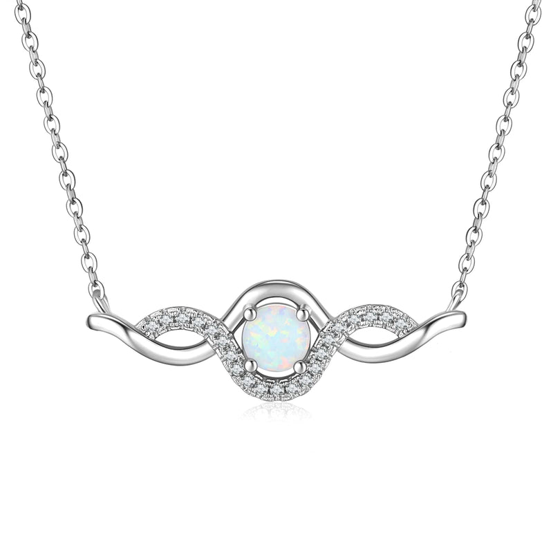 [Australia] - Infinity Necklace For Women 925 Sterling Silver Dainty Opal Pendant Silver Jewellery Gifts For Her 18+2 Adjustable Chain 