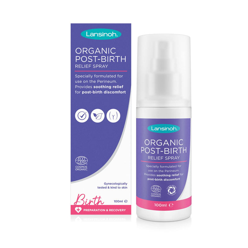 [Australia] - Lansinoh Organic Post-Birth Relief Spray - 100ml Spray Bottle Postnatal Relief Spray for Recovery Natural Ingredients Soothing Formula to Soothe After Birth, Clear, (Pack of 1) 