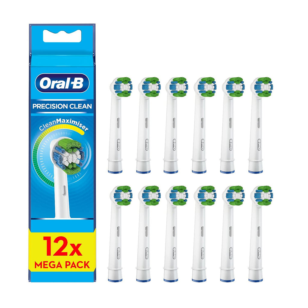 [Australia] - Oral-B Precision Clean Electric Toothbrush Head with CleanMaximiser Technology, Excess Plaque Remover, Pack of 12, Suitable for Mailbox, White 12 pack Toothbrush Heads 