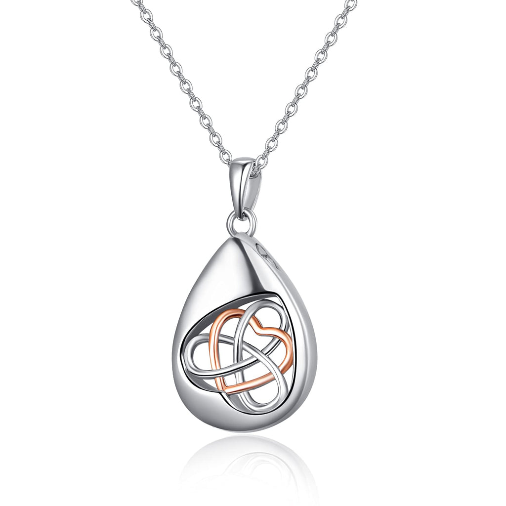 [Australia] - Ashes Necklace 925 Sterling Silver Urn Necklace for Ashes Memorial Cremation Jewellery Heart Ashes Keepsake Pendant Necklace for Mum Dad Women Men Pet with Funnel Filler Kit Celtic knot 