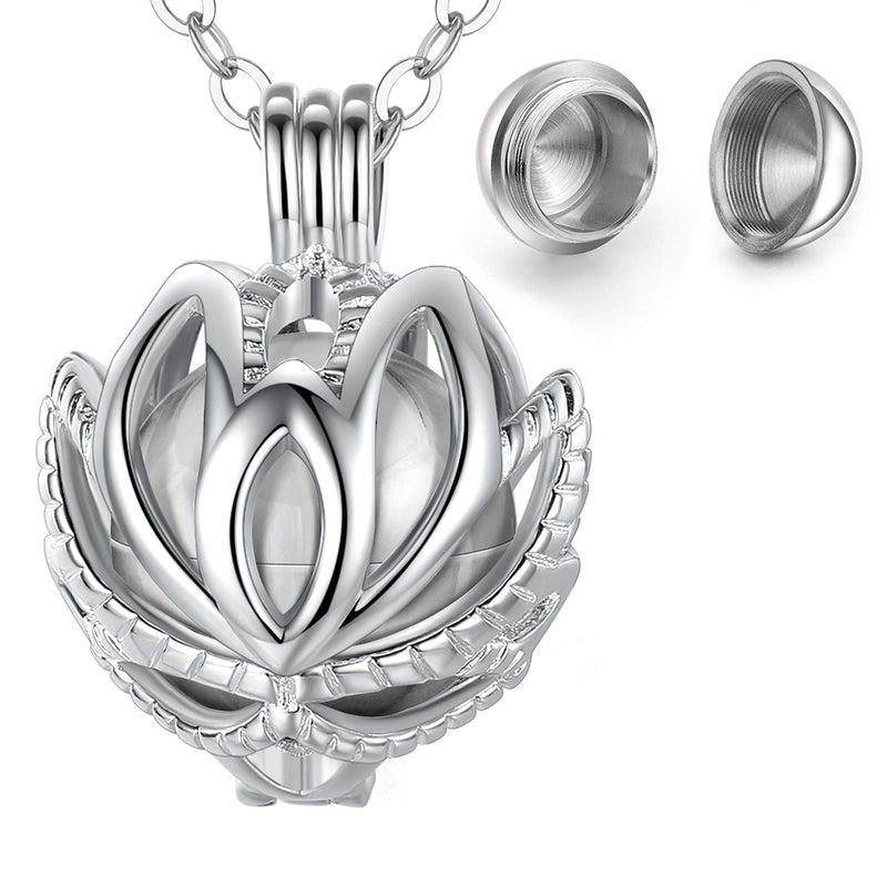 [Australia] - CELESTIA Silver Lotus Necklace for Ashes Cremation Memorial Jewellery, Loss of Nana Grandpa Mom Dad Bereavement Keepsake Sympathy Gifts 