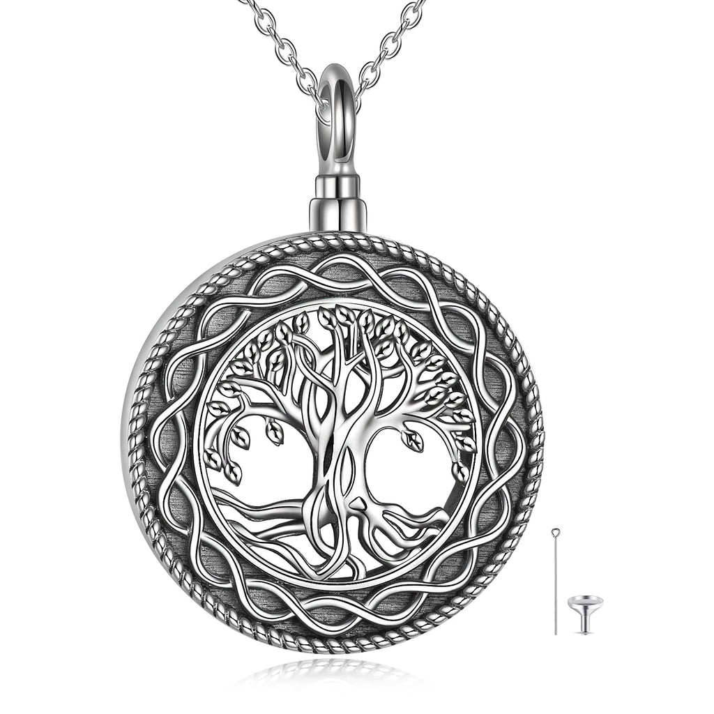 [Australia] - YFN Urn Necklace For Ashes Sterling Silver Ashes Necklace Keepsake Cremation Pendant Ashes Jewellery for Women Men Dog Cat Tree of Life 