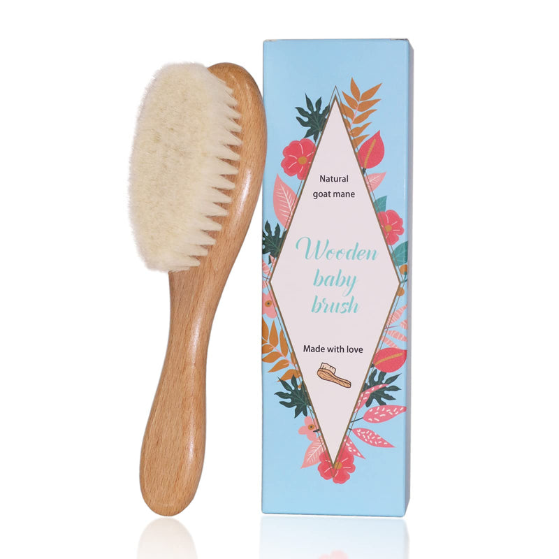 [Australia] - Tokcom Baby Hairbrush, Baby Massage Brush with Wooden Handle & Super Soft Goat Bristles for Newborns & Toddlers 1 Count (Pack of 1) 