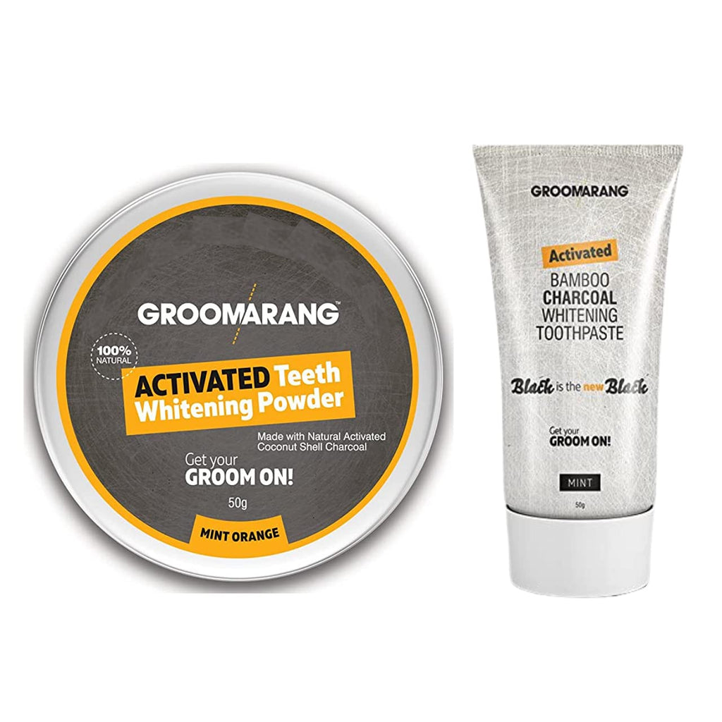 [Australia] - Teeth Whitening Powder GROOMARANG® Activated Charcoal Powder & Charcoal Toothpaste - 100% Natural & Vegan Friendly 