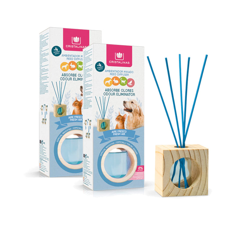 [Australia] - CRISTALINAS Pet Odour Eliminating Reed Diffusers Fresh Air Scent - 30ml Air Fresheners for Home - Lasts Upto 4 Weeks - Reed Diffusers for Home - Pack of 2 