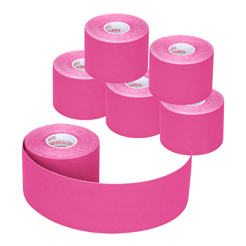 [Australia] - Kinesiology Tape Athletic Tape, Lychee Supports & Protects Muscles, Waterproof and Latex Free, Breathable Elastic for Sport Activity (Pink, 6 Rolls) Pink 