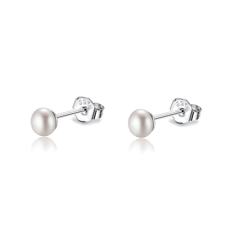 [Australia] - 3mm 4mm 5mm Real Freshwater Cultured Pearl Earrings 925 Sterling Silver Gold Tiny Small White Button Pearl Studs Earrings 3-4mm White Pearl - Silver 