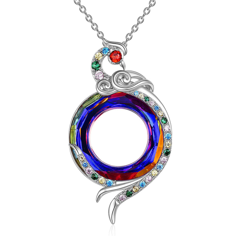 [Australia] - YFN Phoenix Necklace Sterling Silver Nirvana of Phoenix Pendant Jewellery Anniversary Birthday gifts for Her Women Girls Volcano Red 