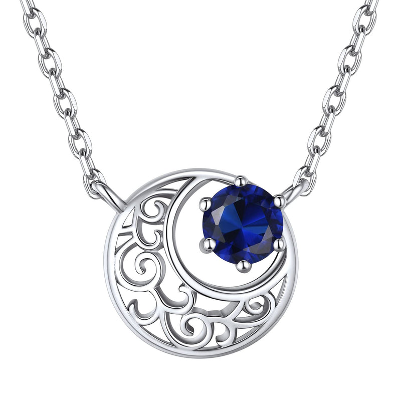 [Australia] - 925 Sterling Silver Celtic Knot Crescent Moon Birthstone Pendant Necklace for Women Simulated Birthstone Jewelry(with Gift Box) 09-sep. 