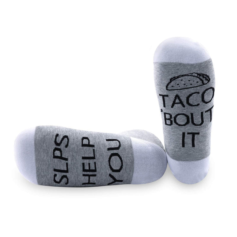 [Australia] - PYOUL 1 Pair Speech Language Pathologist Gift Speech Therapy Gifts SLP Help You Taco About It Socks With Saying Funny SLP Gift SLP 1 Pair 