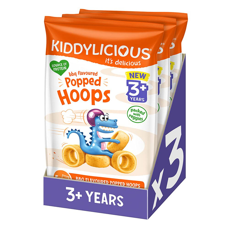 [Australia] - Kiddylicious BBQ Lentil & Rice Popped Hoops - Delicious Snacks for Kids - Suitable for 3+ Years - 15 Packs (3x5) BBQ Hoops 