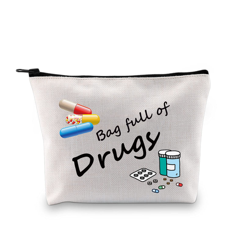 [Australia] - Bag of Drugs Zipper Pouch Makeup Bag Funny Drugs Bag Travel Drug Bag Cosmetic Bag Drug Storage Bag Pill Medicine Drug Bag Organizer Case 