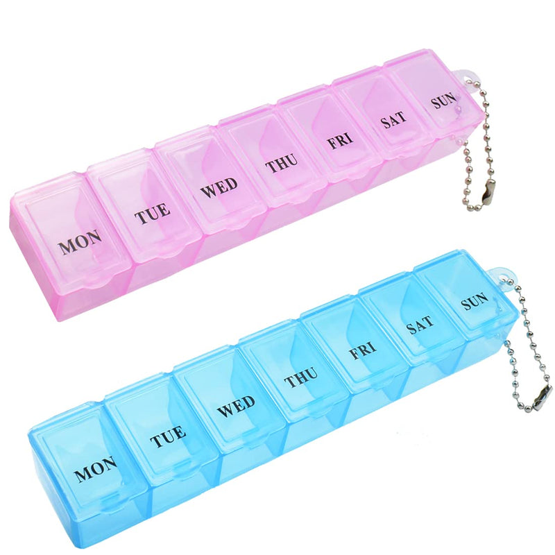 [Australia] - 2 Pcs Pill Box Organiser 7 Day One Time a Day Pill Dispenser Storage Case for Medication Supplements Vitamins and Cod Liver Oil 