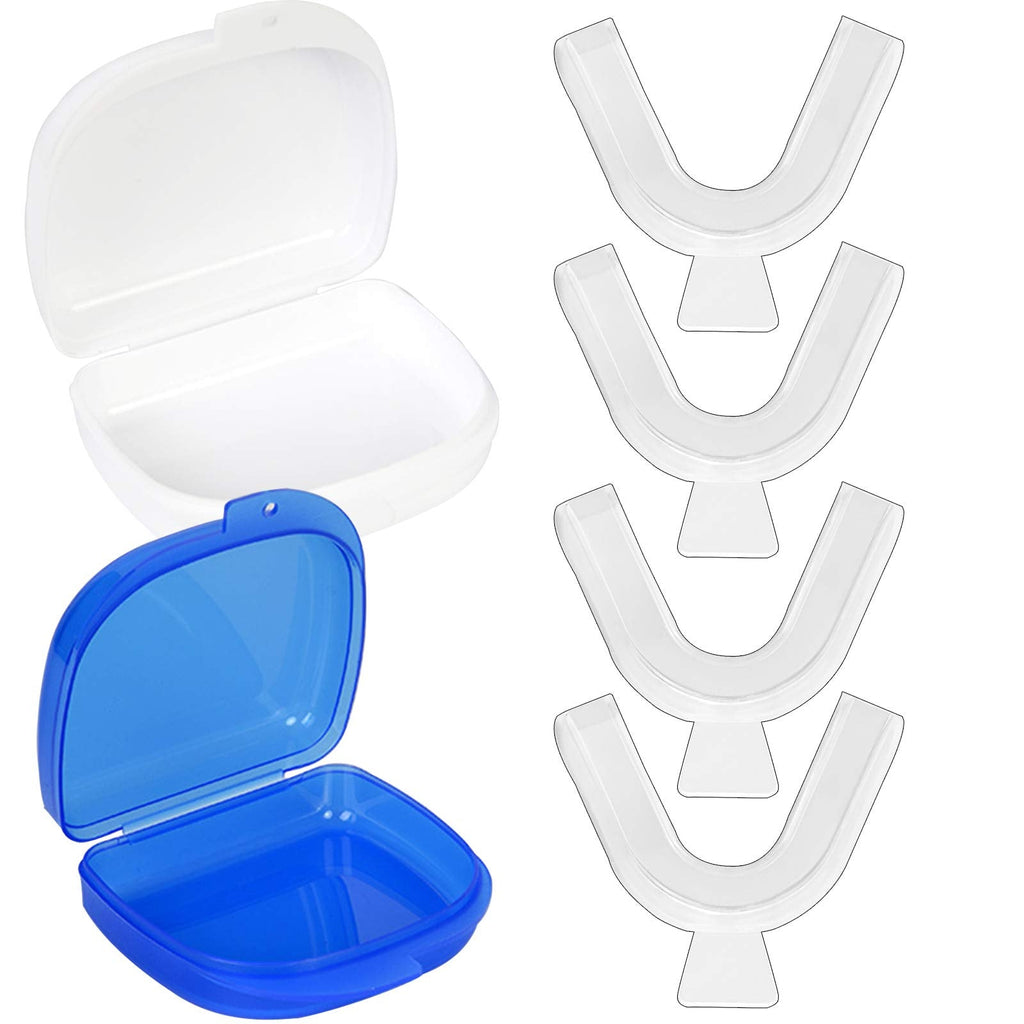 [Australia] - 4 Pcs Mouth Guards for Teeth Grinding, THSIREE Professional Dental Teeth Grind Night Guard Anti Teeth Grinding Splint Teeth Whitening Kit, Anti Snoring for Sleep Teeth Protecting with 2 Storage Case 