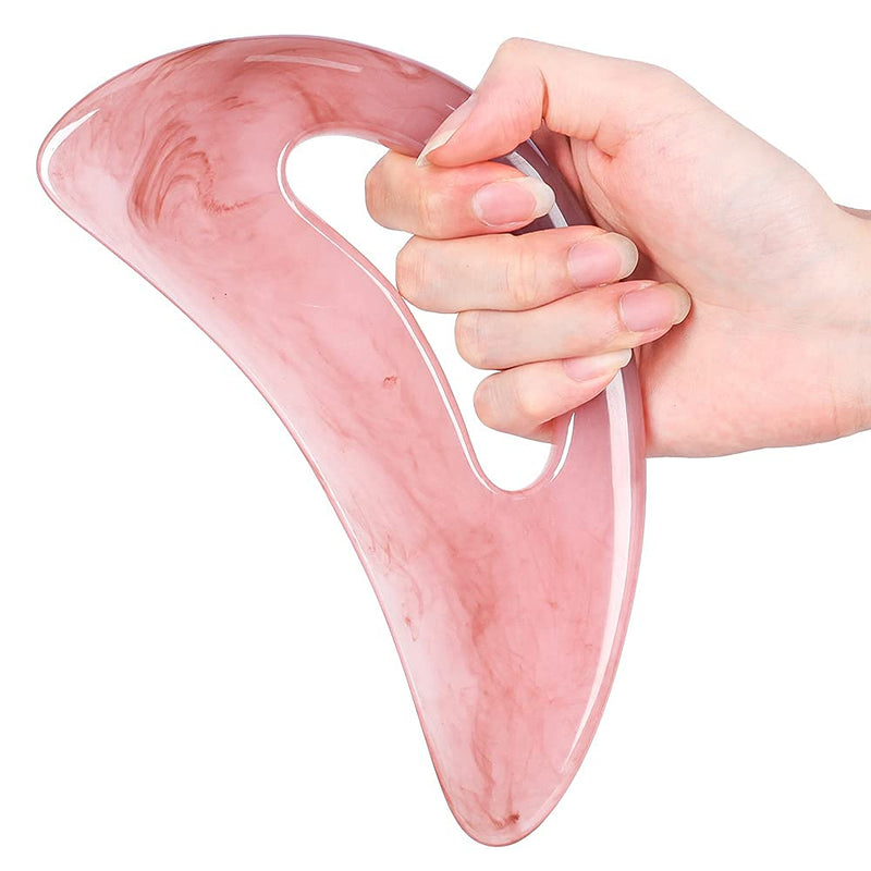 [Australia] - Gua Sha Massage Tool with Handle (Resin) Larger Guasha Scraping Tool for Back Neck Face Leg Massage, Lymphatic Drainage, Cellulite Remove Pink Large (Pack of 1) 