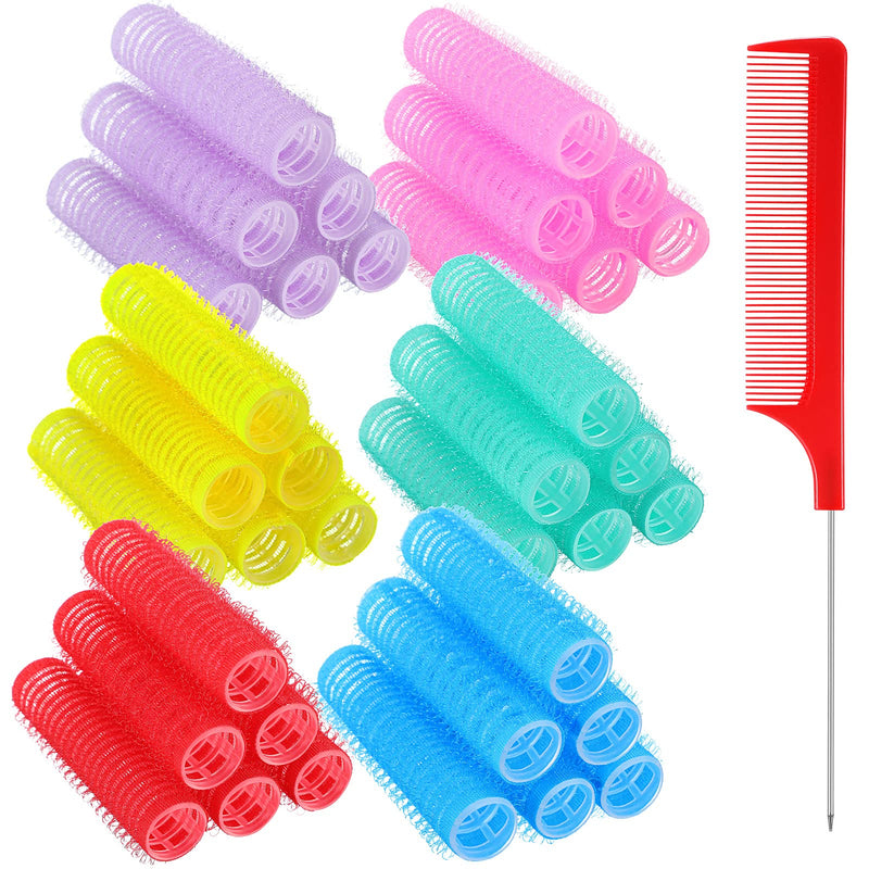 [Australia] - 36 Pieces Self Grip Small Hair Curlers Self Grip Salon Hairdressing Curlers Hair Rollers Salon Hairdressing Rat Tail Comb Hairdressing Curlers Tools for Women (0.6 x 2.4 Inch, Classic Colors Set) 0.6 x 2.4 Inch 