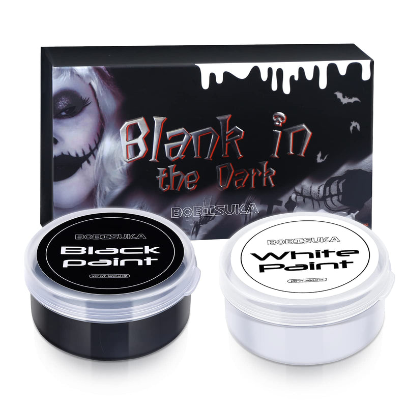 [Australia] - BOBISUKA Halloween Cosplay SFX Makeup Black + White Face Body Paint Special Effects Makeup Kit Dress Up Non Toxic Face Painting Kits for Adult Full Coverage Facepaint Fx Make Up 