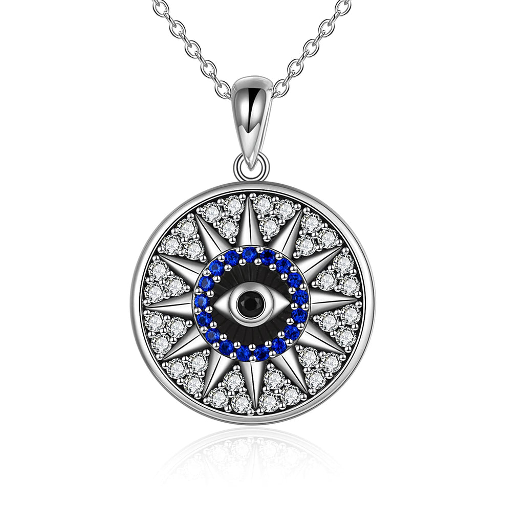 [Australia] - Evil Eye Pendant Necklace for Women 925 Sterling Silver Greek Protection Jewelry Amulet Gift for Girls Boys (Evil eye necklace) Evil eye necklace 