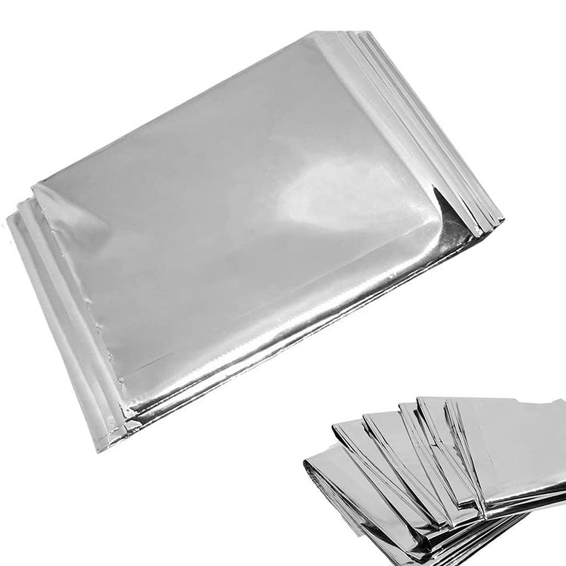 [Australia] - ANCLLO 4 Pack Emergency Mylar Thermal Blankets - Designed for Outdoors Hiking Survival Marathons or First Aid (Silver Color) 
