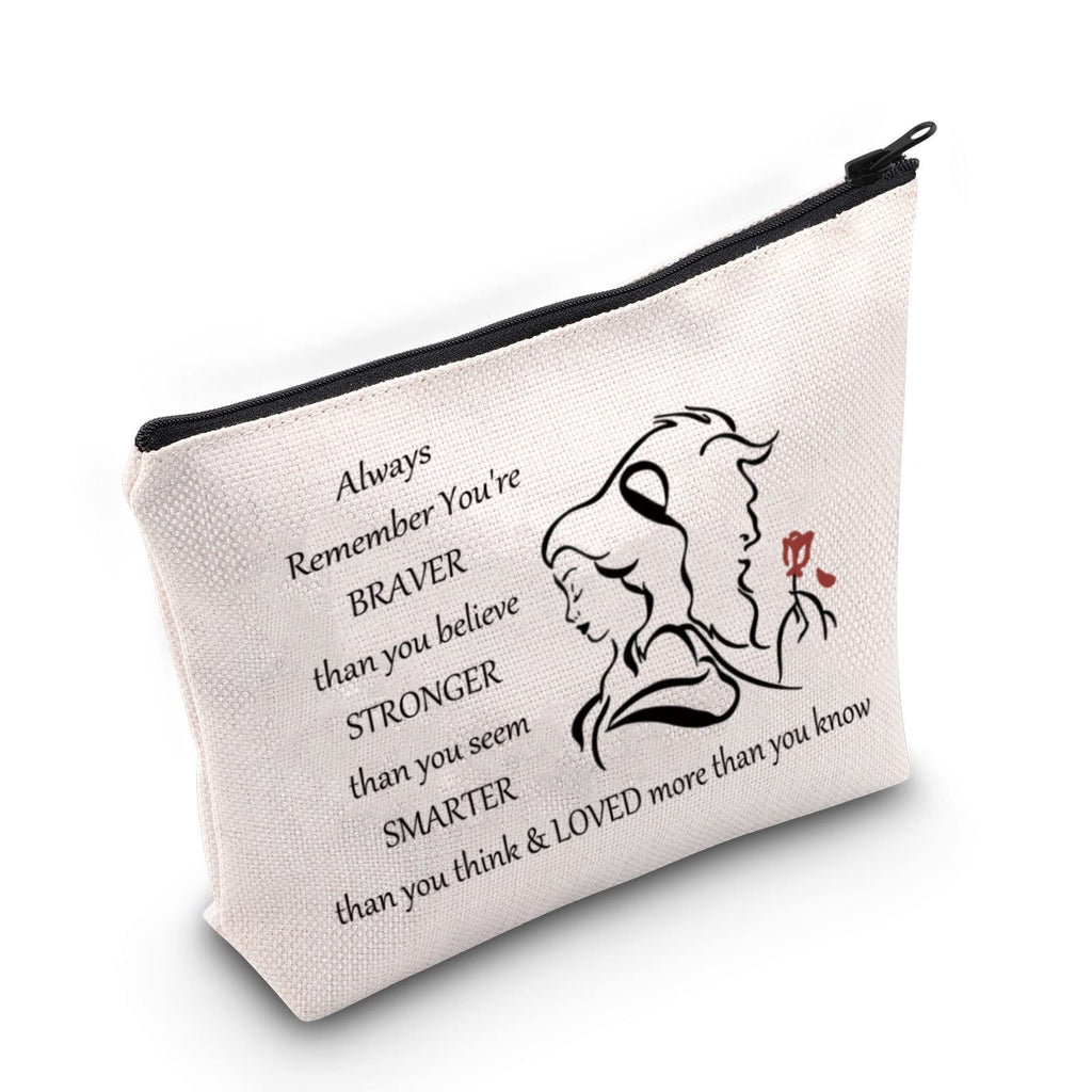 [Australia] - LEVLO Beauty Beast Story Cosmetic Make up Bag Beauty Beast Inspired Gifts You Are Braver Stronger Smarter Than You Think Makeup Zipper Pouch Bag For Women Girls, Beauty Beast Bag 