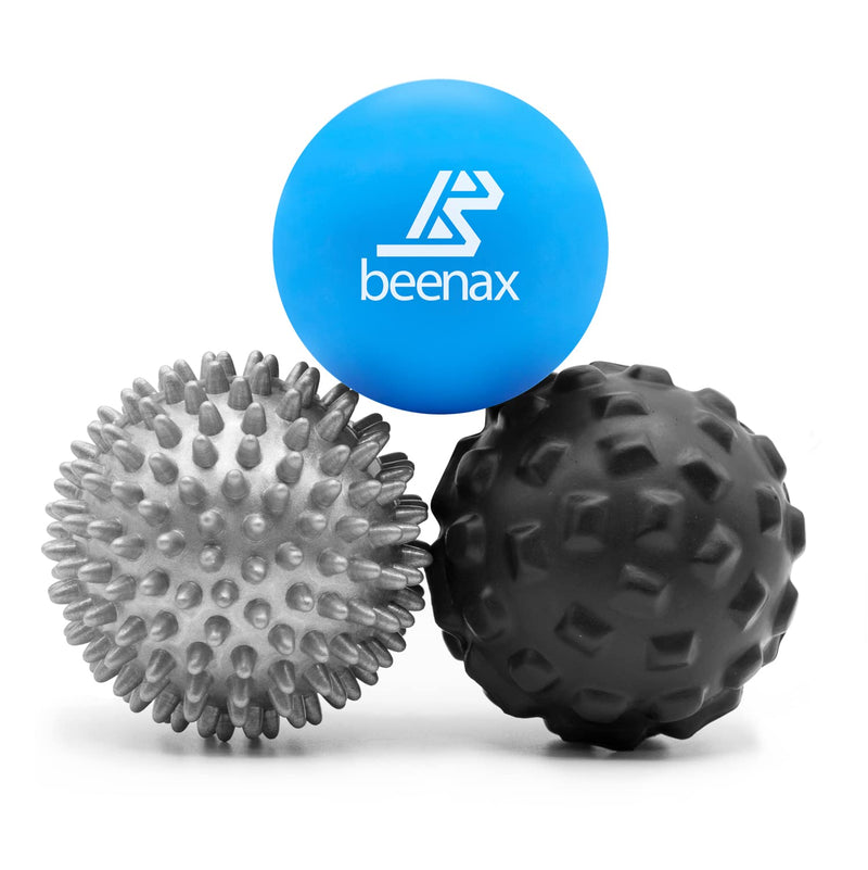 [Australia] - Beenax Massage Ball (Set of 3) - Perfect for Deep Tissue, Muscle Recovery, Trigger Point, Myofascial Release, Plantar Fasciitis and Muscle Relief - Designed to Relieve Stress and Relax Tight Muscles Blue 