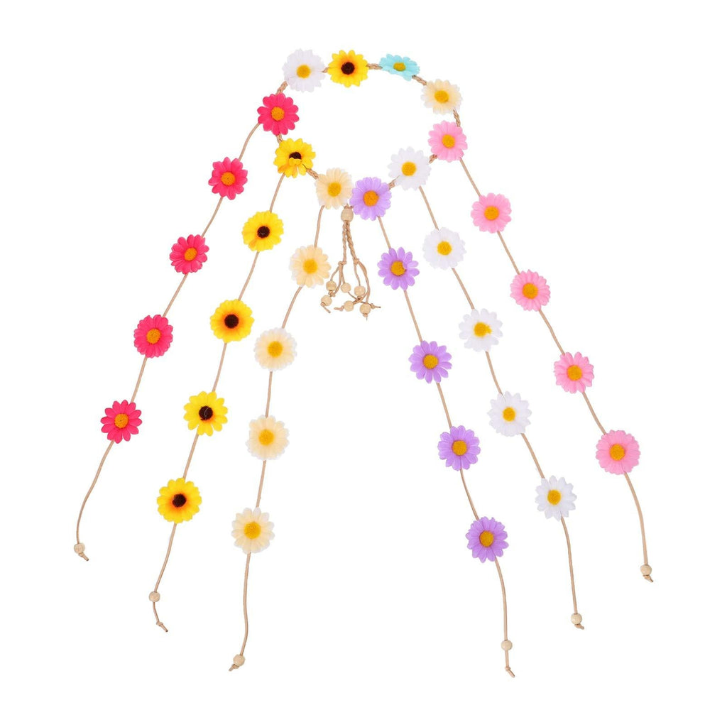 [Australia] - Minkissy Sunflower Headband Bohemian Daisy Tassel Hairband Daisy Flower Garland Hawaiian Holiday Beach Hair Wreath Headpiece Hair Accessory for Women Bridal (Colorful) As Shown 