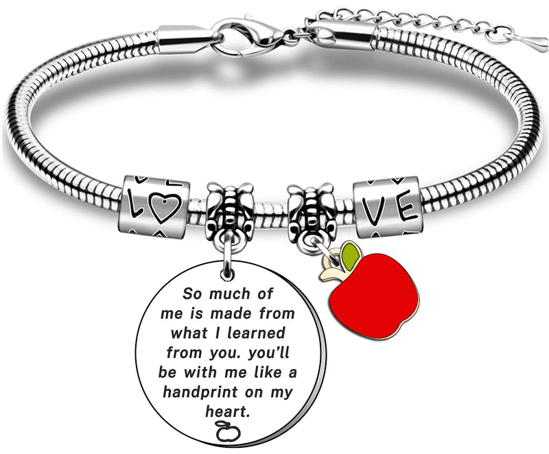 [Australia] - TTOVEN Teacher Bracelet, Thank You Teacher Gifts Charm Apple Bracelets Teacher Bracelet Teahcers Day Appreciation Jewellery So Much Of Me Is Made From What I Learned From You 