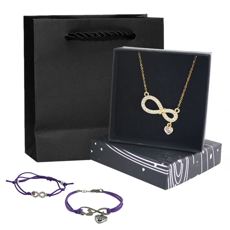 [Australia] - Infinity Pendant Necklace, Adjustable Infinity Heart Bracelet Necklace with Jewellery Gifts Box, Personalised Diamond Encrusted Infinity Necklace for Women Wife, Sister, Friend 