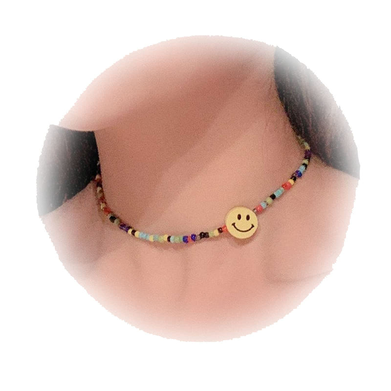 [Australia] - Yheakne Boho Seed Bead Choker Necklace Short Colorful Bead Necklace Chain Vintage Rainbow Necklaces Jewelry for Women and Girls Gifts 