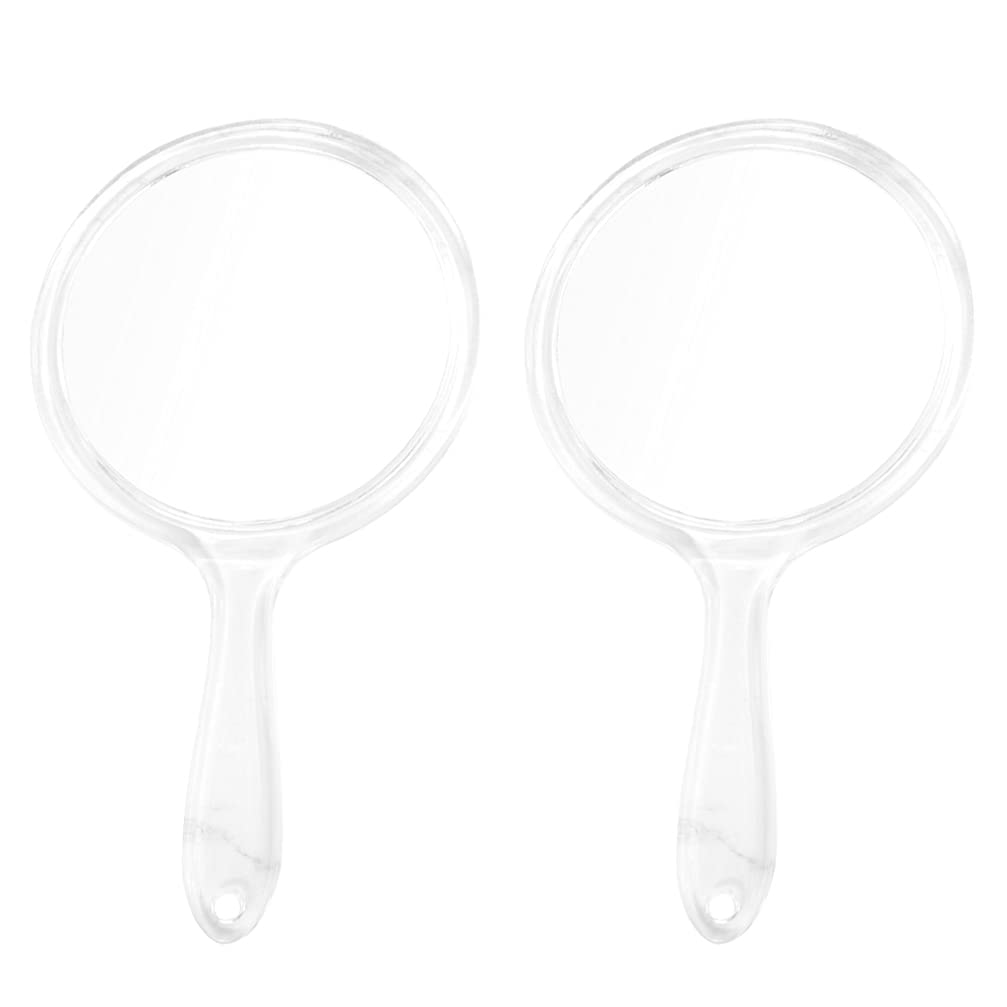[Australia] - Minkissy Handheld Mirrors, 2Pcs Double- Sided Hand Mirror 1X/ 3X Magnifying Mirror Travel Makeup Mirror with Handle Makeup Tool (Clear) 