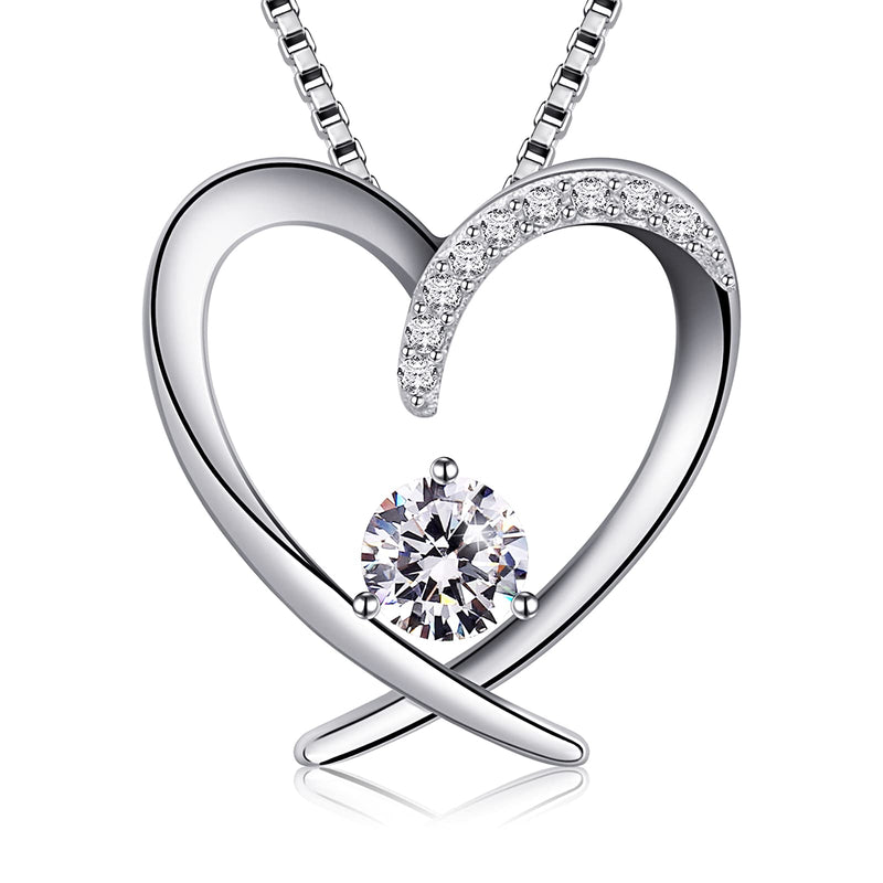 [Australia] - Jewlldeen Necklace for Women, 925 Sterling Silver Heart Pendant, Cubic Zirconia Jewelry, Gift for Girlfriend,18'' 