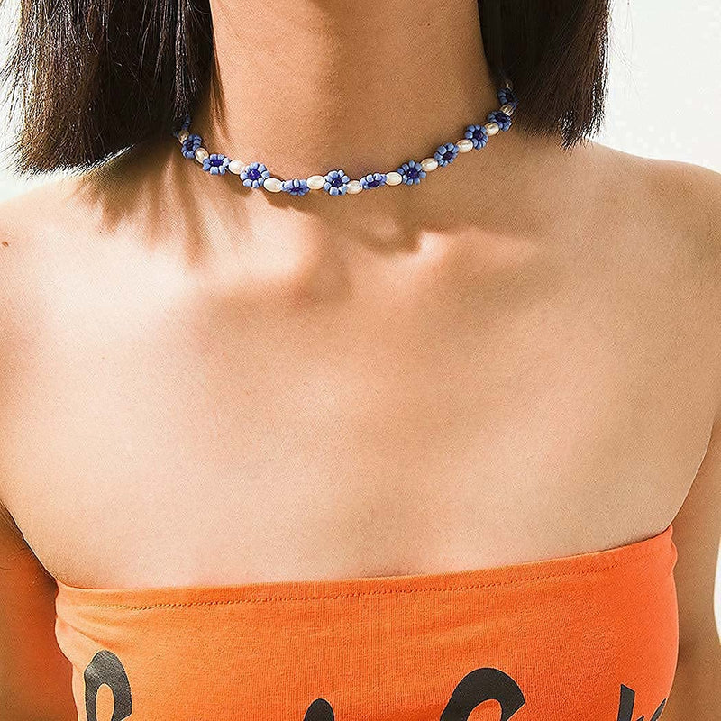 [Australia] - Ushiny Boho Pearl Choker Necklaces Beaded Necklace Seed Bead Necklace Jewelry for Women and Girls 