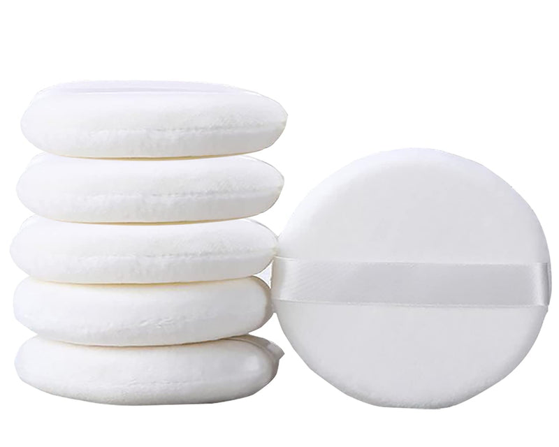 [Australia] - JOOTUEPO 4.13 Inch Powder Puff, Ultra Soft Large Round Velour Smooth Apply Puff with Strap, Washable Body Powder Puff (6Pcs） 