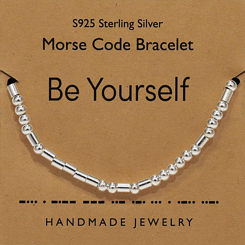 [Australia] - Chamqueen Morse Code Bracelet 925 Sterling Silver Message Bangle Gifts for Women Be Yourself 