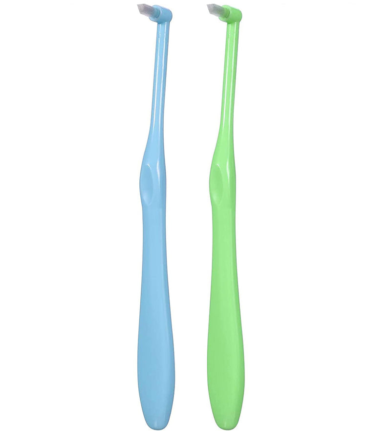 [Australia] - 2pcs Interspace Toothbrush Soft Trim Single Tufted Wisdom Toothbrush for Detail Cleaning and Orthodontic Braces (Green and Blue) 