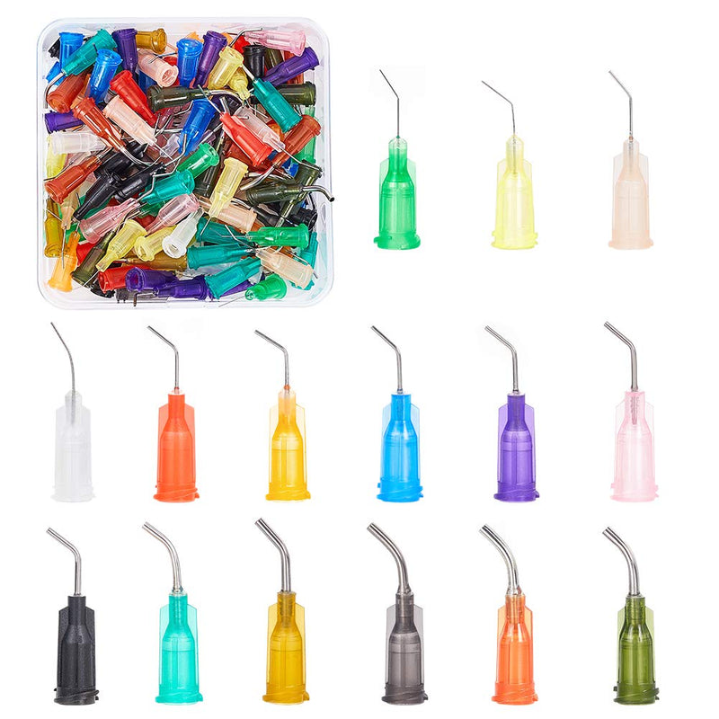 [Australia] - FINGERINSPIRE 120Pcs Blunt Tip Dispensing Needles Pre-Bent Needle Tips -15 Mixed Size 14G-34G for for Oil or Glue Applicator 