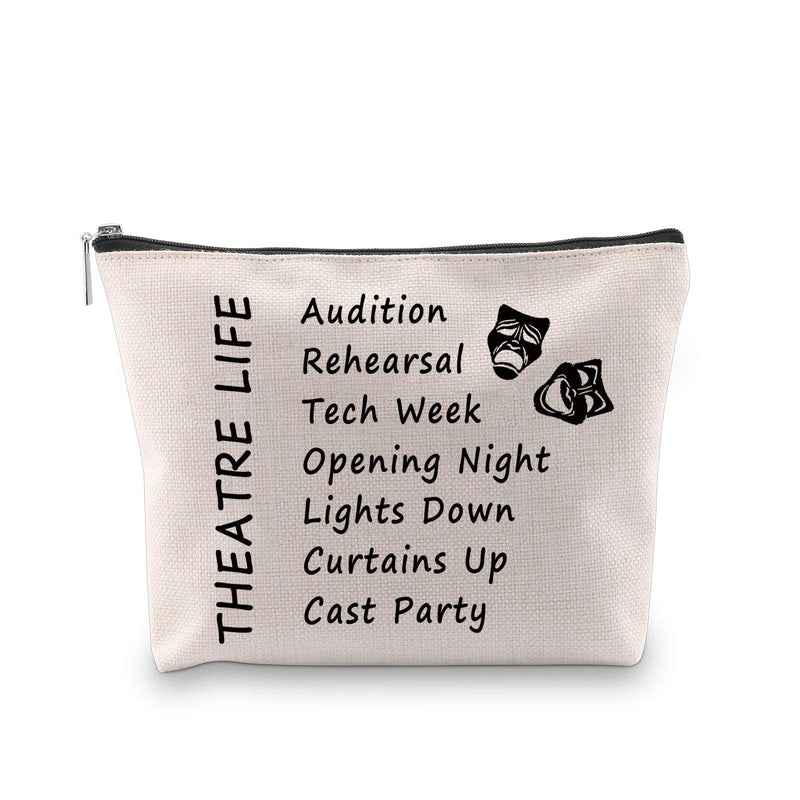 [Australia] - PXTIDY Theatre Life Makeup Bag Drama Theater Gifts Comedy Tragedy Mask Theatre Drama Makeup Bag Drama Actor Actress Gifts Cosmetic Pouch Broadway Musical Drama Teacher Graduates Gift (Beige) Beige 