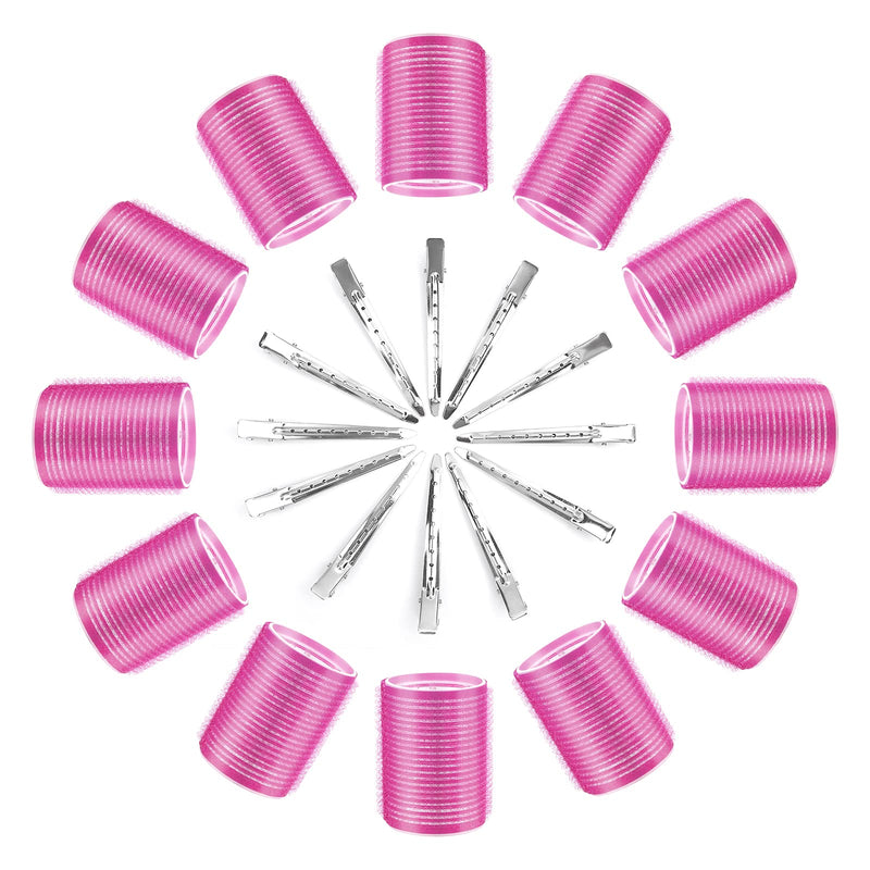 [Australia] - Thrilez 24 Pcs Hair Rollers Set, include 12 Pcs Self Grip Hair Rollers & 12Pcs Duckbill Clip, Salon Hairdressing Curlers Hair Curlers Rollers Tools for Women, men, kids (48mm) 24 Piece Set 