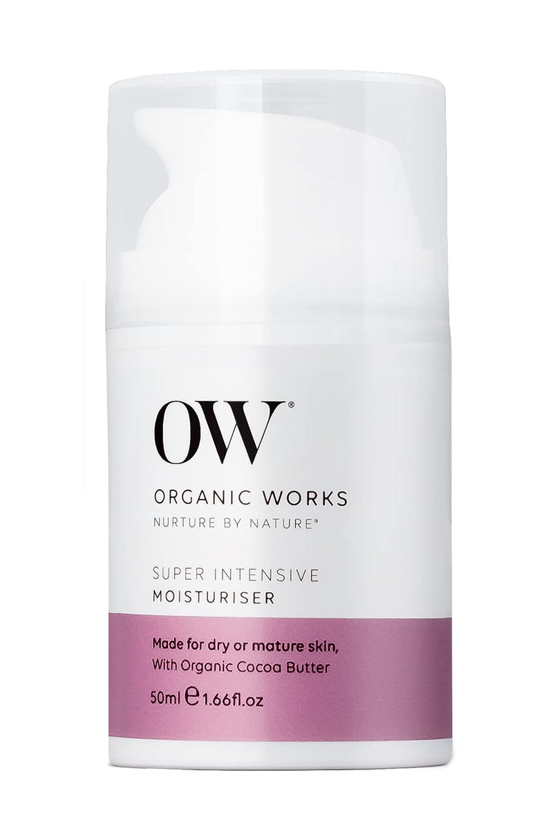 [Australia] - Organic Works Super Intensive Moisturiser 50ml, Organic, 100% Vegan, Cruelty Free with Cocoa Butter, Shea Butters, Grape Seed Oil, and Jojoba Oil 