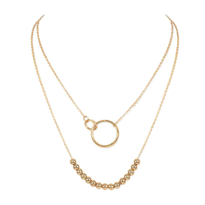 [Australia] - Sttiafay Boho Layered Gold Circle Choker Necklace Beaded Strand Necklace Layering Collar Chain Lariat Necklace Jewelry for Women and Girls 