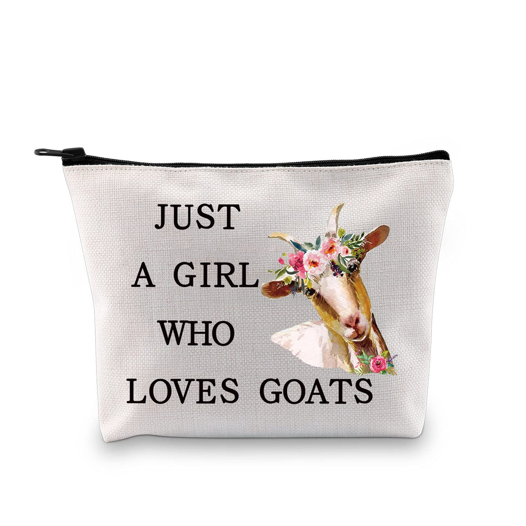 [Australia] - LEVLO Funny Goat Cosmetic BagAnimal Lover Gift Just A Girl Who Loves Goats Makeup Zipper Pouch Bag Goat Lover Gift For Women Girls (Who Loves Goats) 
