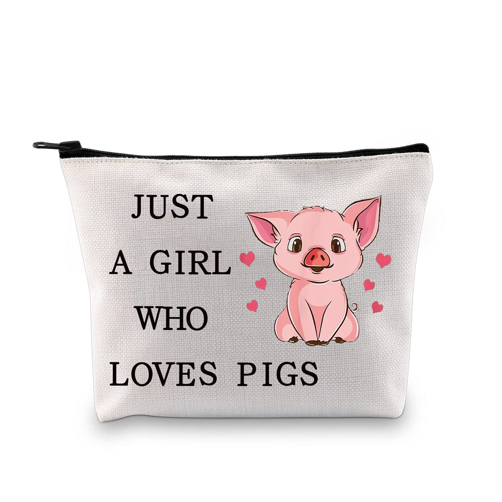 [Australia] - LEVLO Funny Pig Cosmetic Bag Animal Lover Gift Just A Girl Who Loves Pigs Makeup Zipper Pouch Bag Pig Lover Gift For Women Girls (Who Loves Pigs) 