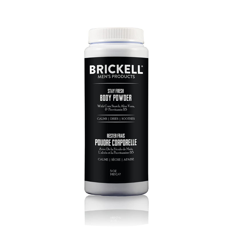 [Australia] - Brickell Men's Products Stay Fresh Body Powder for Men, Natural and Organic Talc-Free, Absorbs Sweat, Keeps Skin Dry (Scented, 5 oz) Scented 142 g (Pack of 1) 