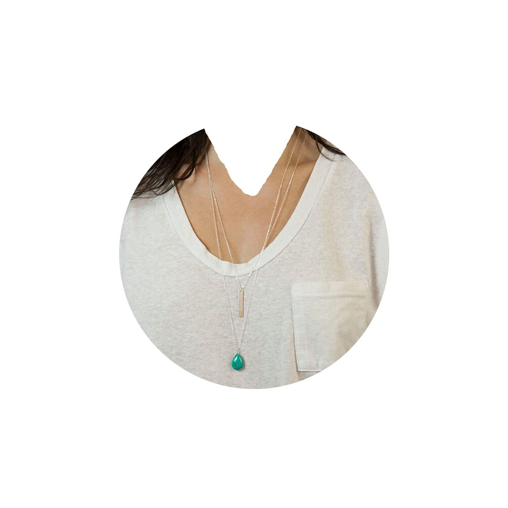 [Australia] - Yheakne Boho Layered Bar Necklace Chain Silver Turquoise Pendant Necklace Long Lariat Necklaces Vintage Necklace Jewelry for Women and Girls 