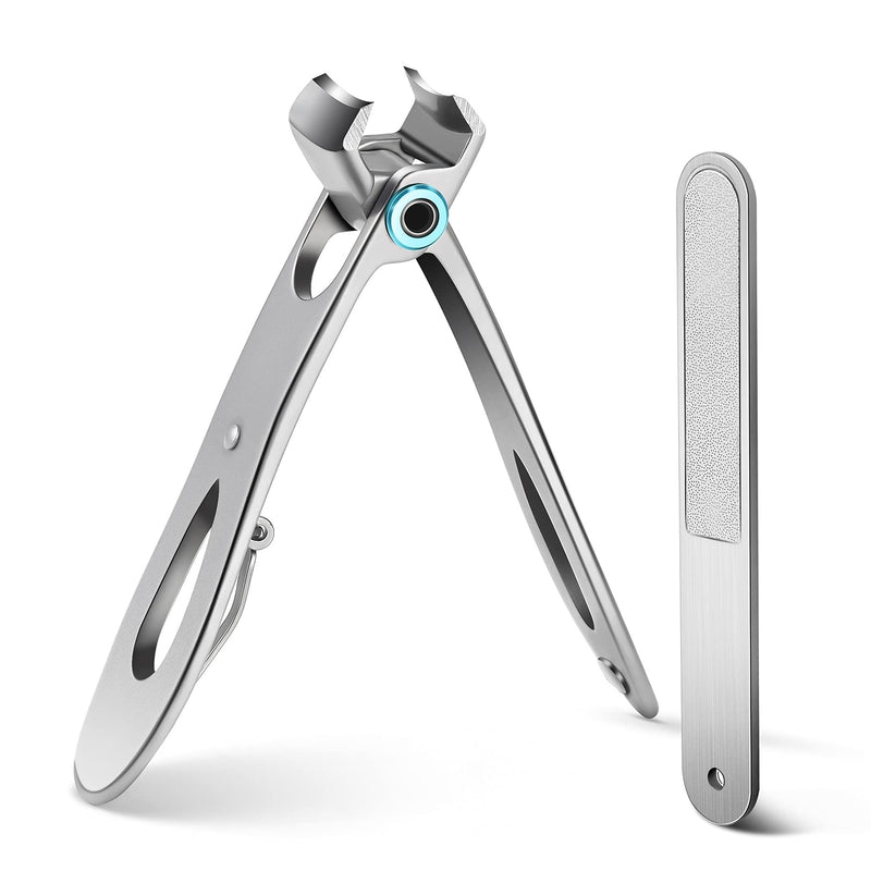 [Australia] - FVION Nail Clippers for Thick Nails, 16mm Wide Jaw Opening Fingernail Toenail Cutter with File Manicure Set Large Nail Clippers Set for Men and Women Silver 