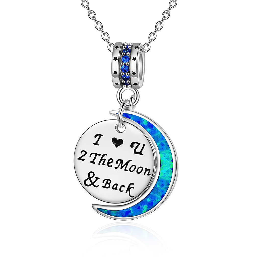 [Australia] - YFN Opal Moon Necklace Sterling Silver Love You to The Moon and Back Pendant Jewellery Gifts for Women Girls 