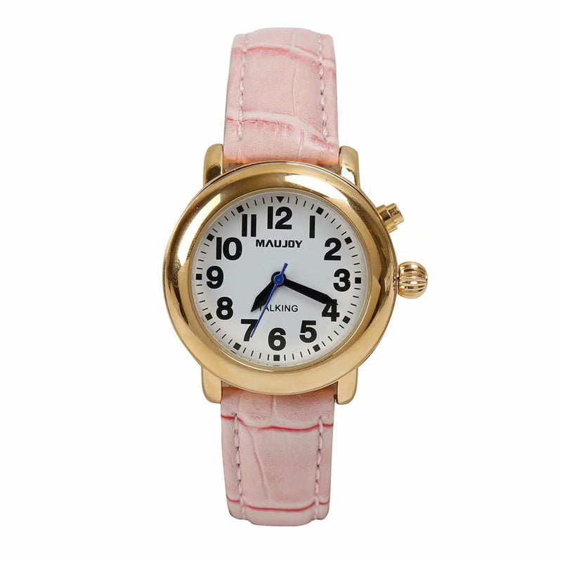 [Australia] - MAUJOY Quality Clear and Loud Voice Ultra thin Ladies English Talking Watch Speaks the Time, Date or alarm time for Elderly, Impaired Sight or Blind. White Face-Black Numbers 2 