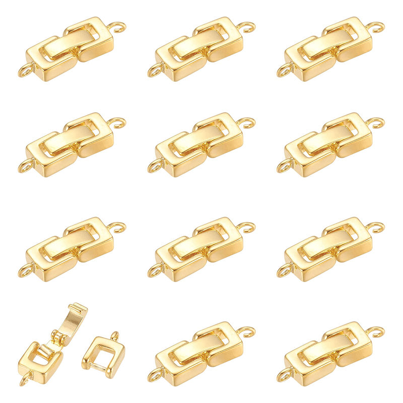 [Australia] - SUPERFINDINGS 12pcs 24mm Brass Fold Over Clasps Golden Fold Over Clasps Extender Clasp Jewellery Toggle Clasps for Bracelet Necklace Jewelry Extender Gold 