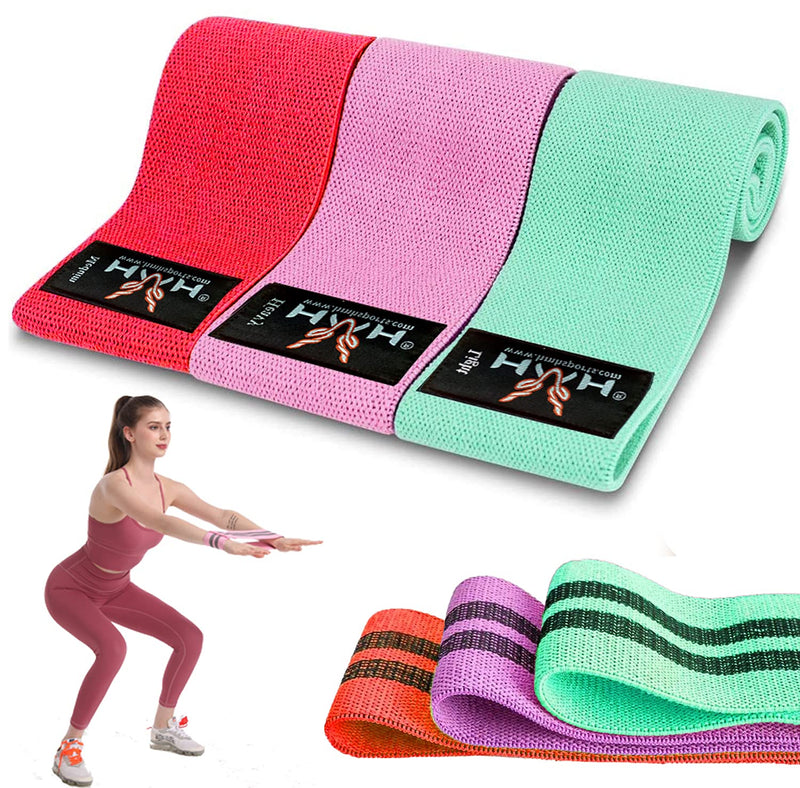 [Australia] - HMH Sports Resistance Bands, Fabric Exercise Bands 3 Resistance Level Workout Booty Bands For Hips & Glutes, Home Fitness, Yoga, Pilates Resistance Bands 